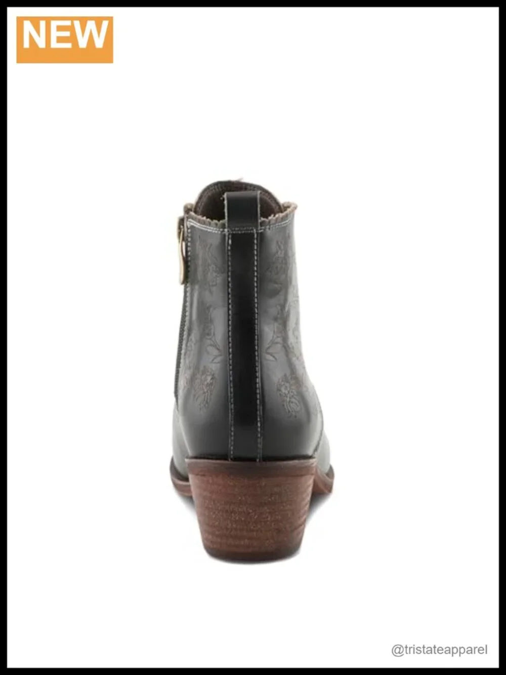Hand-painted Floral Leather Ankle Booties with Lace-up and Zipper